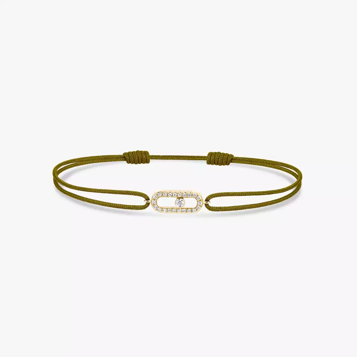 Move Uno Khaki Cord Bracelet -Yellow Gold Diamond Bracelet